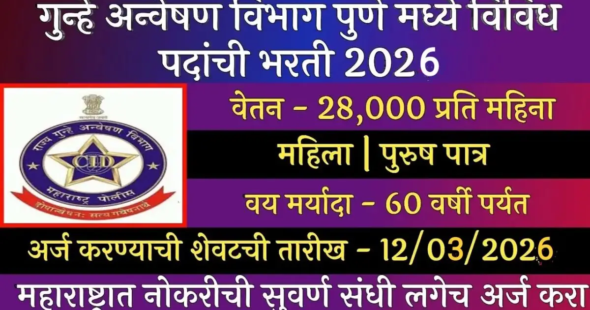 गुन्हे अन्वेषण विभाग (CID) भरती 2026